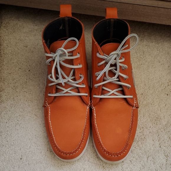 Ralph Lauren Orange Leather Hi Top Boots - Picture 3 of 15